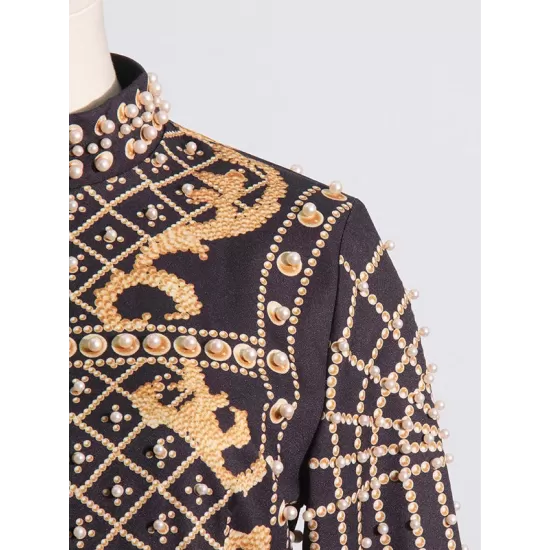 Beaded Long Sleeves High Neck Mini Dresses Beaded Long Sleeves High Neck Mini Dresses