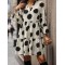 Pleated Polka-Dot Split-Joint A-line Flared Sleeves V-neck Mini Dresses