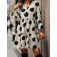 Pleated Polka-Dot Split-Joint A-line Flared Sleeves V-neck Mini Dresses Pleated Polka-Dot Split-Joint A-line Flared Sleeves V-neck Mini Dresses