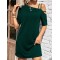 Asymmetric Solid Color Loose Short Sleeves One-shoulder Mini Dresses