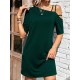 Asymmetric Solid Color Loose Short Sleeves One-shoulder Mini Dresses Asymmetric Solid Color Loose Short Sleeves One-shoulder Mini Dresses