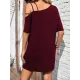 Asymmetric Solid Color Loose Short Sleeves One-shoulder Mini Dresses Asymmetric Solid Color Loose Short Sleeves One-shoulder Mini Dresses