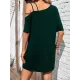 Asymmetric Solid Color Loose Short Sleeves One-shoulder Mini Dresses Asymmetric Solid Color Loose Short Sleeves One-shoulder Mini Dresses