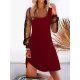 Mesh Split-Joint A-line Long Sleeves U-neck Mini Dresses Mesh Split-Joint A-line Long Sleeves U-neck Mini Dresses
