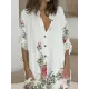 Buttoned Flower Print Long Sleeves Loose Lapel Shirt Dress Mini Dresses Buttoned Flower Print Long Sleeves Loose Lapel Shirt Dress Mini Dresses