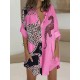 Long Sleeves Loose Animal Printed Buttoned Leopard Lapel Mini Dresses Shirt Dress Long Sleeves Loose Animal Printed Buttoned Leopard Lapel Mini Dresses Shirt Dress