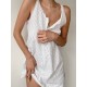 Solid Color Split-side Tied Loose Sleeveless V-neck Mini Dresses Solid Color Split-side Tied Loose Sleeveless V-neck Mini Dresses