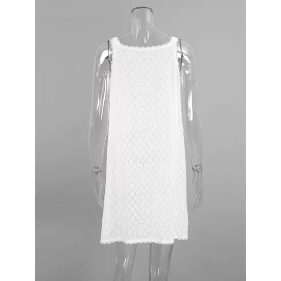 Solid Color Split-side Tied Loose Sleeveless V-neck Mini Dresses Solid Color Split-side Tied Loose Sleeveless V-neck Mini Dresses