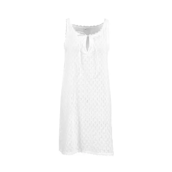 Solid Color Split-side Tied Loose Sleeveless V-neck Mini Dresses Solid Color Split-side Tied Loose Sleeveless V-neck Mini Dresses