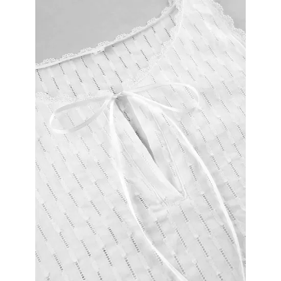 Solid Color Split-side Tied Loose Sleeveless V-neck Mini Dresses Solid Color Split-side Tied Loose Sleeveless V-neck Mini Dresses