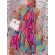 Loose Plus Size Pleated Printed Halter-Neck Mini Dresses Short Dresses Loose Plus Size Pleated Printed Halter-Neck Mini Dresses Short Dresses