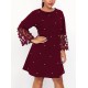 Mesh Polka-Dot Split-Joint Three-Dimensional Flower A-line Loose Round-neck Mini Dresses Mesh Polka-Dot Split-Joint Three-Dimensional Flower A-line Loose Round-neck Mini Dresses