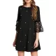 Mesh Polka-Dot Split-Joint Three-Dimensional Flower A-line Loose Round-neck Mini Dresses Mesh Polka-Dot Split-Joint Three-Dimensional Flower A-line Loose Round-neck Mini Dresses