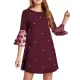 Mesh Polka-Dot Split-Joint Three-Dimensional Flower A-line Loose Round-neck Mini Dresses Mesh Polka-Dot Split-Joint Three-Dimensional Flower A-line Loose Round-neck Mini Dresses