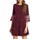 Mesh Polka-Dot Split-Joint Three-Dimensional Flower A-line Loose Round-neck Mini Dresses Mesh Polka-Dot Split-Joint Three-Dimensional Flower A-line Loose Round-neck Mini Dresses