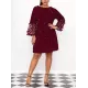 Mesh Polka-Dot Split-Joint Three-Dimensional Flower A-line Loose Round-neck Mini Dresses Mesh Polka-Dot Split-Joint Three-Dimensional Flower A-line Loose Round-neck Mini Dresses