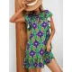 Hollow Pleated Printed Split-Joint Tied A-Line High Waisted Round-Neck Mini Dresses Hollow Pleated Printed Split-Joint Tied A-Line High Waisted Round-Neck Mini Dresses