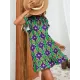 Hollow Pleated Printed Split-Joint Tied A-Line High Waisted Round-Neck Mini Dresses Hollow Pleated Printed Split-Joint Tied A-Line High Waisted Round-Neck Mini Dresses