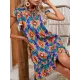 Hollow Pleated Printed Split-Joint Tied A-Line High Waisted Round-Neck Mini Dresses Hollow Pleated Printed Split-Joint Tied A-Line High Waisted Round-Neck Mini Dresses