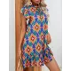 Hollow Pleated Printed Split-Joint Tied A-Line High Waisted Round-Neck Mini Dresses Hollow Pleated Printed Split-Joint Tied A-Line High Waisted Round-Neck Mini Dresses