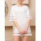 Mesh Solid Color Split-Joint A-Line Half Sleeves Round-Neck Mini Dresses