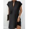 Loose Short Sleeves Solid Color Split-Joint V-Neck Mini Dresses Short Dresses