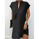 Loose Short Sleeves Solid Color Split-Joint V-Neck Mini Dresses Short Dresses Loose Short Sleeves Solid Color Split-Joint V-Neck Mini Dresses Short Dresses