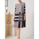 Contrast Color Plaid Pleated A-Line Loose Round-Neck Mini Dresses Contrast Color Plaid Pleated A-Line Loose Round-Neck Mini Dresses