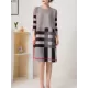 Contrast Color Plaid Pleated A-Line Loose Round-Neck Mini Dresses Contrast Color Plaid Pleated A-Line Loose Round-Neck Mini Dresses