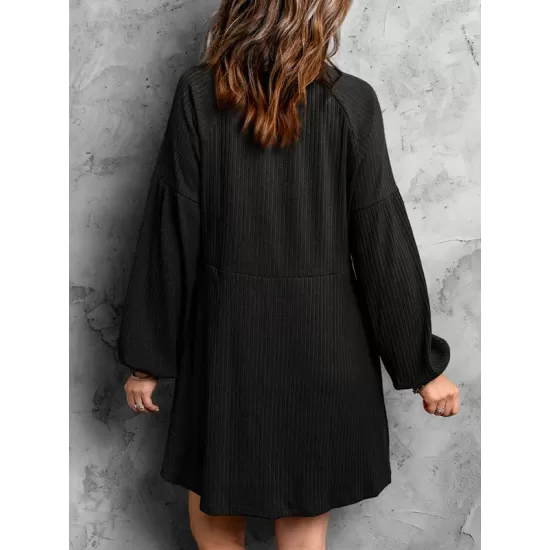 Solid Color Split-Joint A-Line High Waisted Round-Neck Mini Dresses Solid Color Split-Joint A-Line High Waisted Round-Neck Mini Dresses