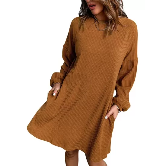 Solid Color Split-Joint A-Line High Waisted Round-Neck Mini Dresses Solid Color Split-Joint A-Line High Waisted Round-Neck Mini Dresses