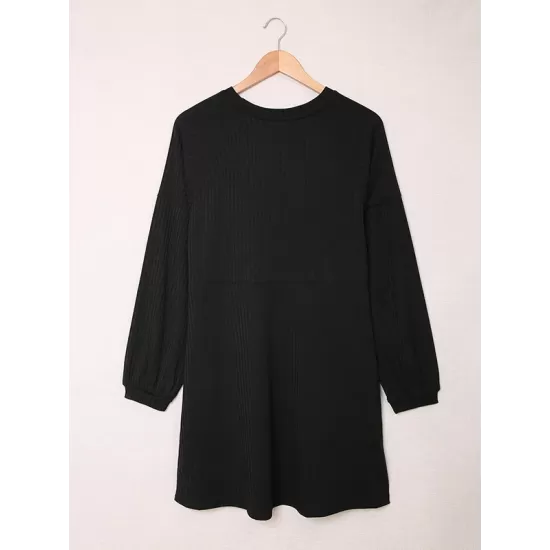 Solid Color Split-Joint A-Line High Waisted Round-Neck Mini Dresses Solid Color Split-Joint A-Line High Waisted Round-Neck Mini Dresses