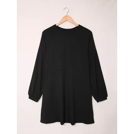 Solid Color Split-Joint A-Line High Waisted Round-Neck Mini Dresses Solid Color Split-Joint A-Line High Waisted Round-Neck Mini Dresses
