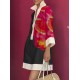 Loose Three-Quarter Sleeves Buttoned Contrast Color Flower Print Lapel Mini Dresses Shirt Dress Loose Three-Quarter Sleeves Buttoned Contrast Color Flower Print Lapel Mini Dresses Shirt Dress