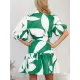 Contrast Color Floral Floral Printed Pleated Tied Waist Loose Puff Sleeves Lapel Shirt Dress Mini Dresses Contrast Color Floral Floral Printed Pleated Tied Waist Loose Puff Sleeves Lapel Shirt Dress Mini Dresses