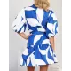 Contrast Color Floral Floral Printed Pleated Tied Waist Loose Puff Sleeves Lapel Shirt Dress Mini Dresses Contrast Color Floral Floral Printed Pleated Tied Waist Loose Puff Sleeves Lapel Shirt Dress Mini Dresses