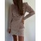 Knot Shiny Solid Color Zipper Bodycon High Waisted Round-Neck Mini Dresses