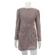 Knot Shiny Solid Color Zipper Bodycon High Waisted Round-Neck Mini Dresses Knot Shiny Solid Color Zipper Bodycon High Waisted Round-Neck Mini Dresses