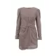 Knot Shiny Solid Color Zipper Bodycon High Waisted Round-Neck Mini Dresses Knot Shiny Solid Color Zipper Bodycon High Waisted Round-Neck Mini Dresses