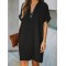 Solid Color High Waisted Loose V-Neck Mini Dresses
