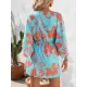 Buttoned Drawstring Flower Print A-Line Half Sleeves V-Neck Mini Dresses Buttoned Drawstring Flower Print A-Line Half Sleeves V-Neck Mini Dresses