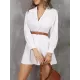 Buttoned No Belt Pleated Pockets Solid Color A-Line High Waisted Notched Collar Shirt Dress Mini Dresses Buttoned No Belt Pleated Pockets Solid Color A-Line High Waisted Notched Collar Shirt Dress Mini Dresses