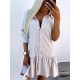 Buttoned Pleated Solid Color Split-Joint Long Sleeves Loose Lapel Shirt Dress Mini Dresses Buttoned Pleated Solid Color Split-Joint Long Sleeves Loose Lapel Shirt Dress Mini Dresses