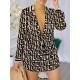 Geometric Printed High-Low Long Sleeves Lapel Shirt Dress Mini Dresses Geometric Printed High-Low Long Sleeves Lapel Shirt Dress Mini Dresses