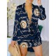 Figure Printed Long Sleeves Loose Lapel Shirt Dress Mini Dresses Figure Printed Long Sleeves Loose Lapel Shirt Dress Mini Dresses