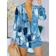 Printed High-Low Long Sleeves Lapel Shirt Dress Mini Dresses Printed High-Low Long Sleeves Lapel Shirt Dress Mini Dresses
