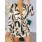 Figure Printed Long Sleeves Loose Lapel Shirt Dress Mini Dresses