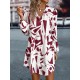 Printed Split-Joint Loose Puff Sleeves Lapel Shirt Dress Mini Dresses Printed Split-Joint Loose Puff Sleeves Lapel Shirt Dress Mini Dresses