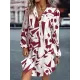 Printed Split-Joint Loose Puff Sleeves Lapel Shirt Dress Mini Dresses Printed Split-Joint Loose Puff Sleeves Lapel Shirt Dress Mini Dresses