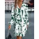 Printed Split-Joint Loose Puff Sleeves Lapel Shirt Dress Mini Dresses Printed Split-Joint Loose Puff Sleeves Lapel Shirt Dress Mini Dresses